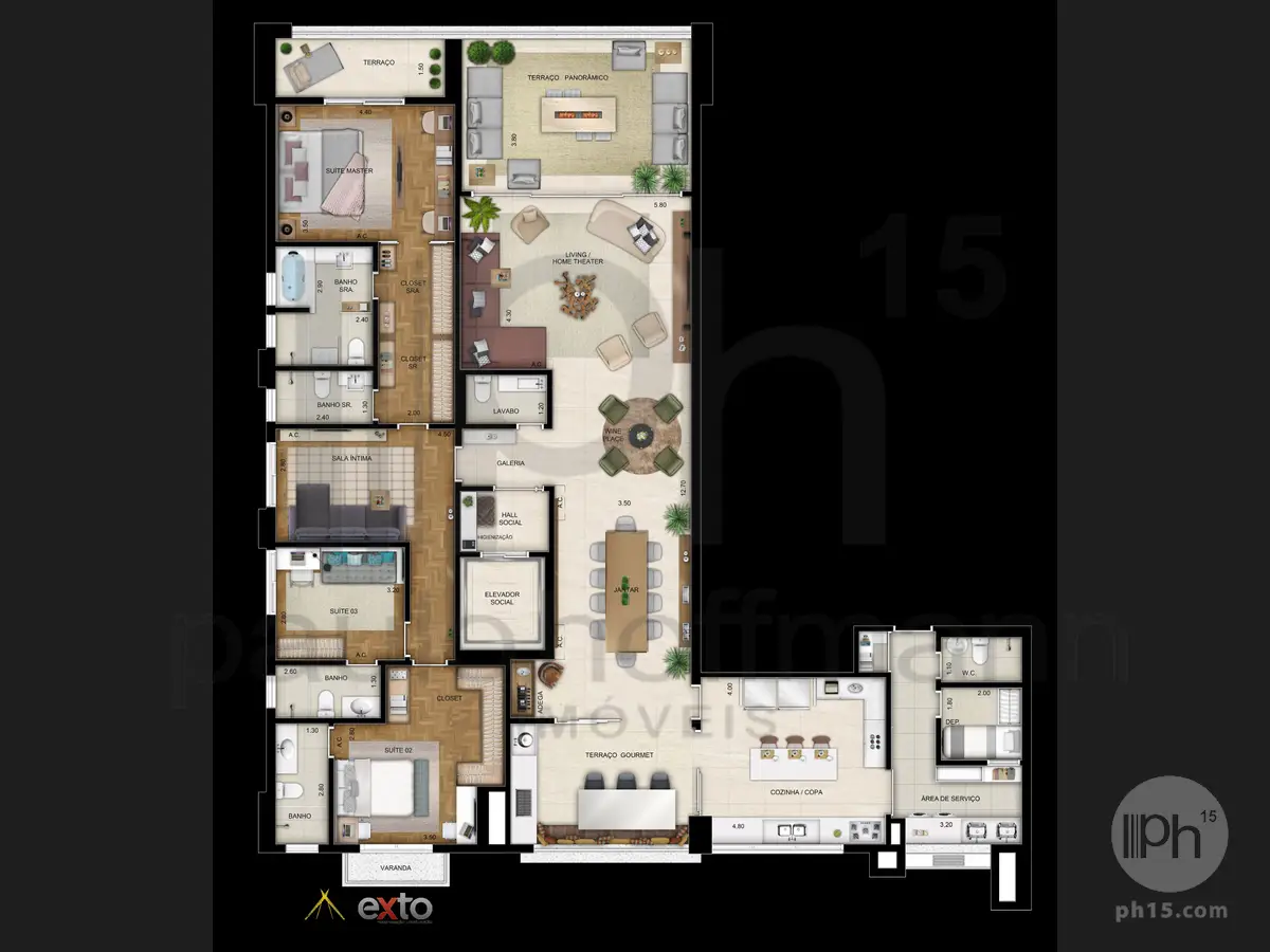 Planta apto tipo - 252 m² [2021]